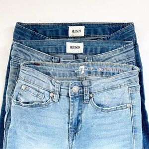 3 girls skinny jeans; 7 for all mankind + 2 Hudson